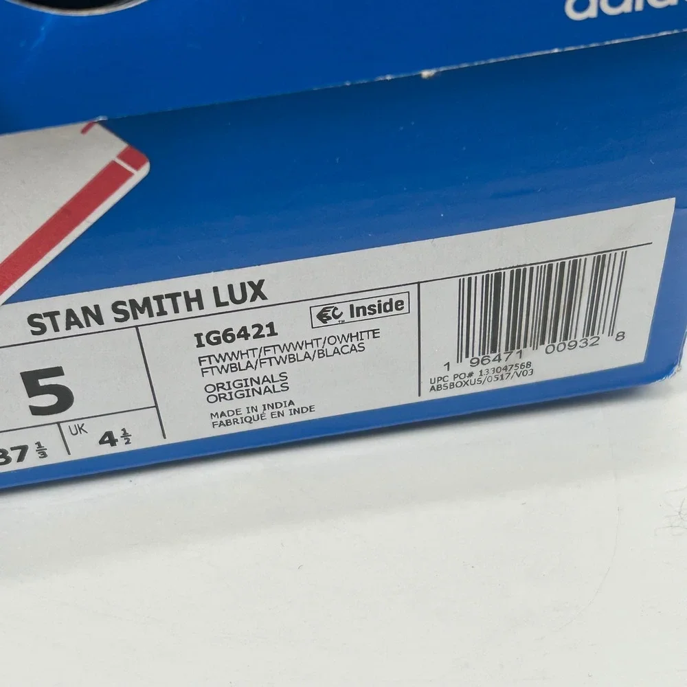 adidas Stan Smith Lux Men 5 White Leather IG6421 Sneakers New NWT Classic